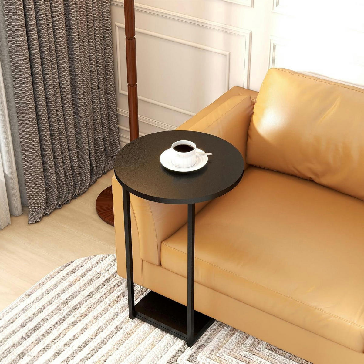 BEISTELLTISCH C-Form Schwarz 40 x 40 x 60 cm - Schwarz, Metall (39.9/39.9/59.9cm)