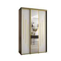 SCHWEBETÜRENSCHRANK 235,2/160/60 3-türig - Goldfarben/Schwarz, Holz/Metall (160/235/60cm) - Abiks Möbel