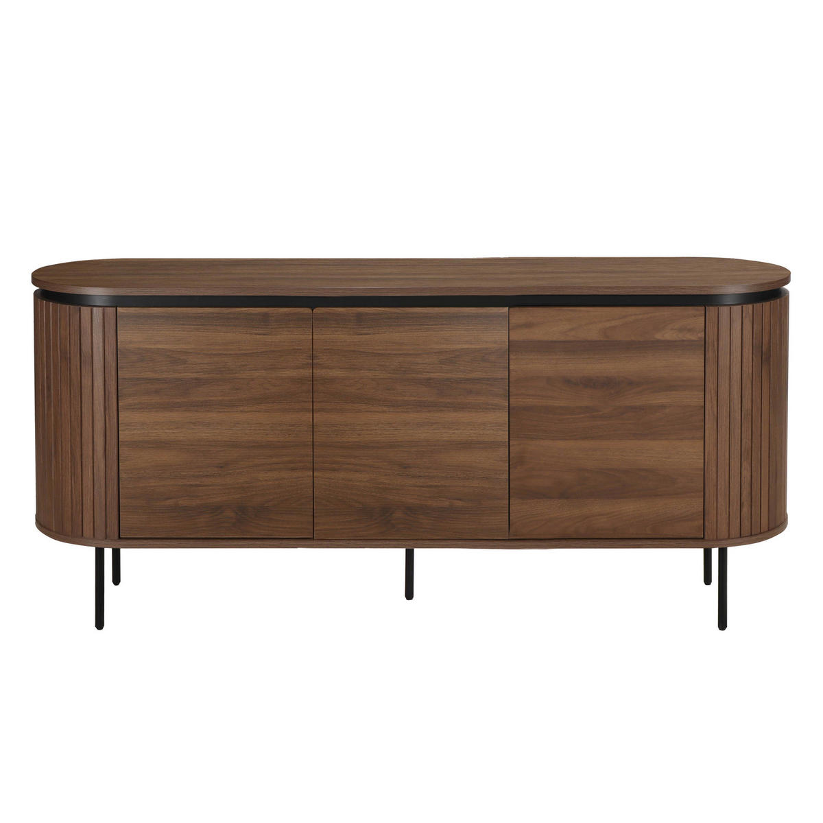 SIDEBOARD, dunkles Holzeffekt - Braun, Holz (40/76/160cm) - Oviala