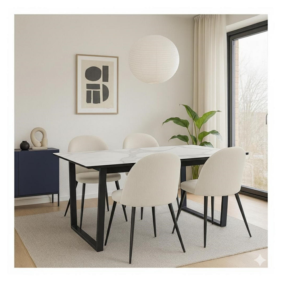 ESSGRUPPE 5-TLG. Tilst Weiß - Weiß, Holzwerkstoff/Textil (160/74/90cm) - ebuy24