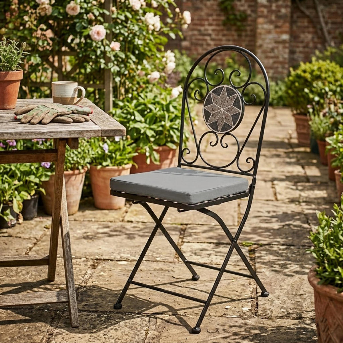KLAPPSTUHL 2ER-SET Carlisle - schwarz pulverbeschichtetes Eisen - Grau, Metall (40/96/47cm) - TPFGarden
