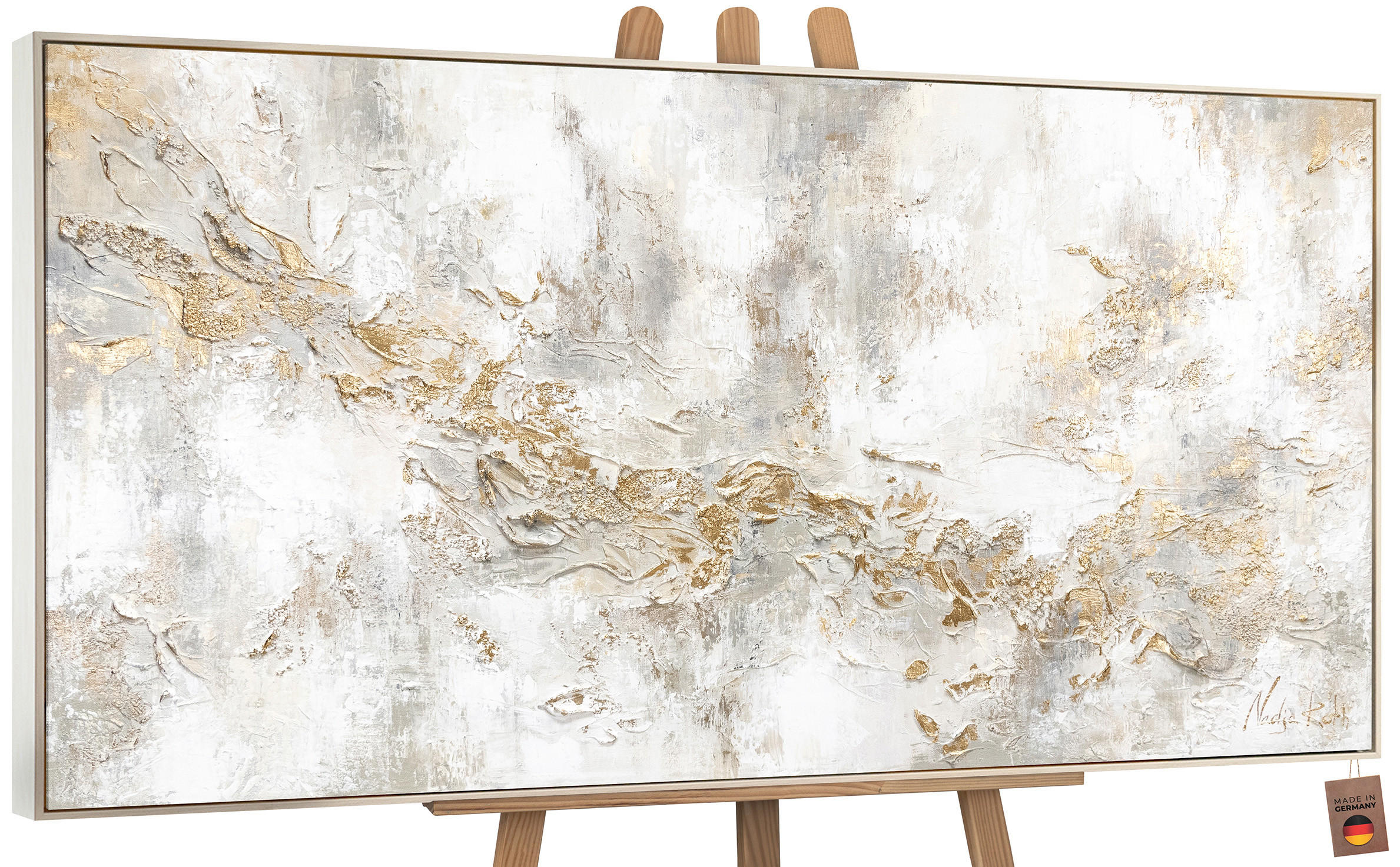 GEMÄLDE Geschichte Schattenfugenrahmen Beige 160x80 cm - Beige, Holz (160/80cm) - YS-art gallery