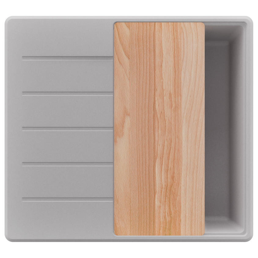 SPÜLBECKEN Kopenhagen, 2-er set Grau 55/50 cm 1 Becken + Ablauf-Set + Schneidebrett ab 40er Unterschrank - Beige/Grau, Kunststoff (55/20/50cm) - Primagran