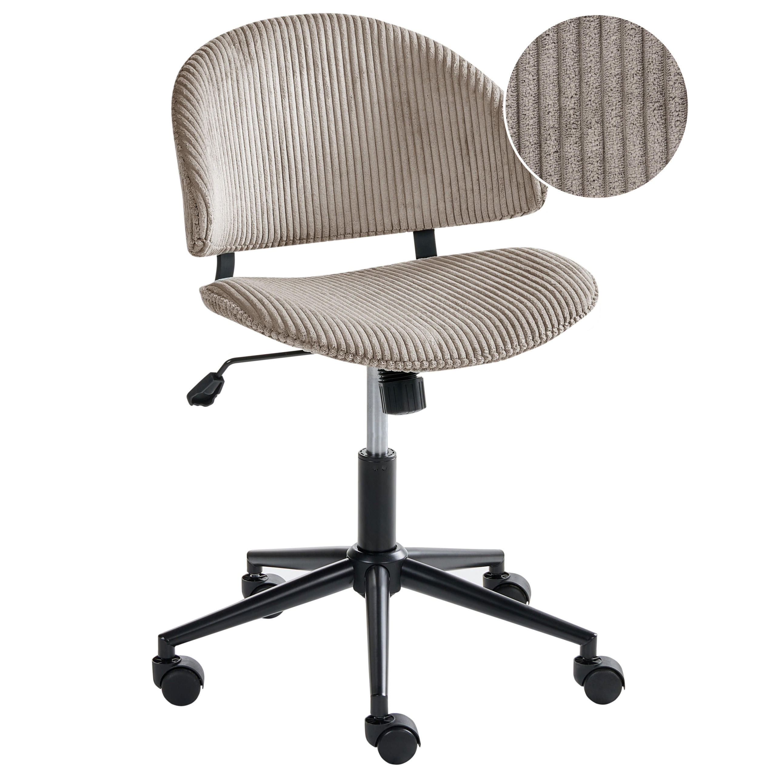 BÜROSTUHL Cord Taupe Kiana - Taupe, Textil (55/74/55cm) - Beliani