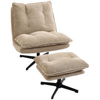 SESSEL mit Hocker Polyester Beige - Beige/Schwarz, Textil/Metall (74/89/82cm) - HOMCOM