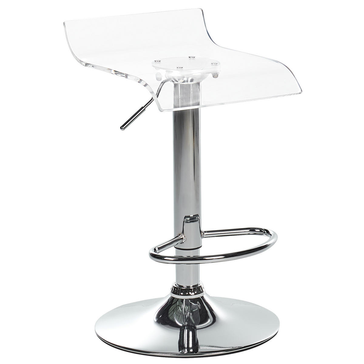 DREHHOCKER 2er-Set Transparent Neum - Transparent/Silberfarben, Kunststoff (38/60/39cm) - Beliani