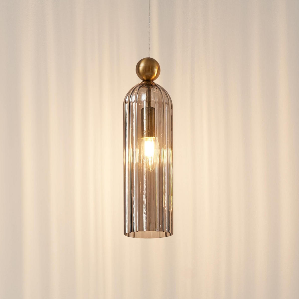 HÄNGELEUCHTE Leonora, Rauchgrau und Gold, 35cm - Goldfarben, Glas (160/10/35cm) - KOSILUM