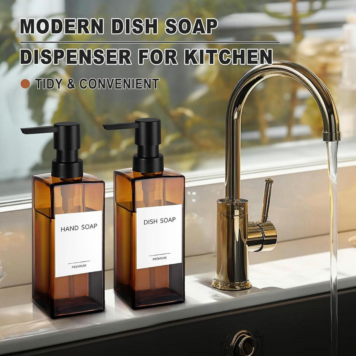 SEIFENSPENDER 2-teiliges Set Bernsteinglas 300 ml - Braun, Glas (5.7/5.7/18.5cm)