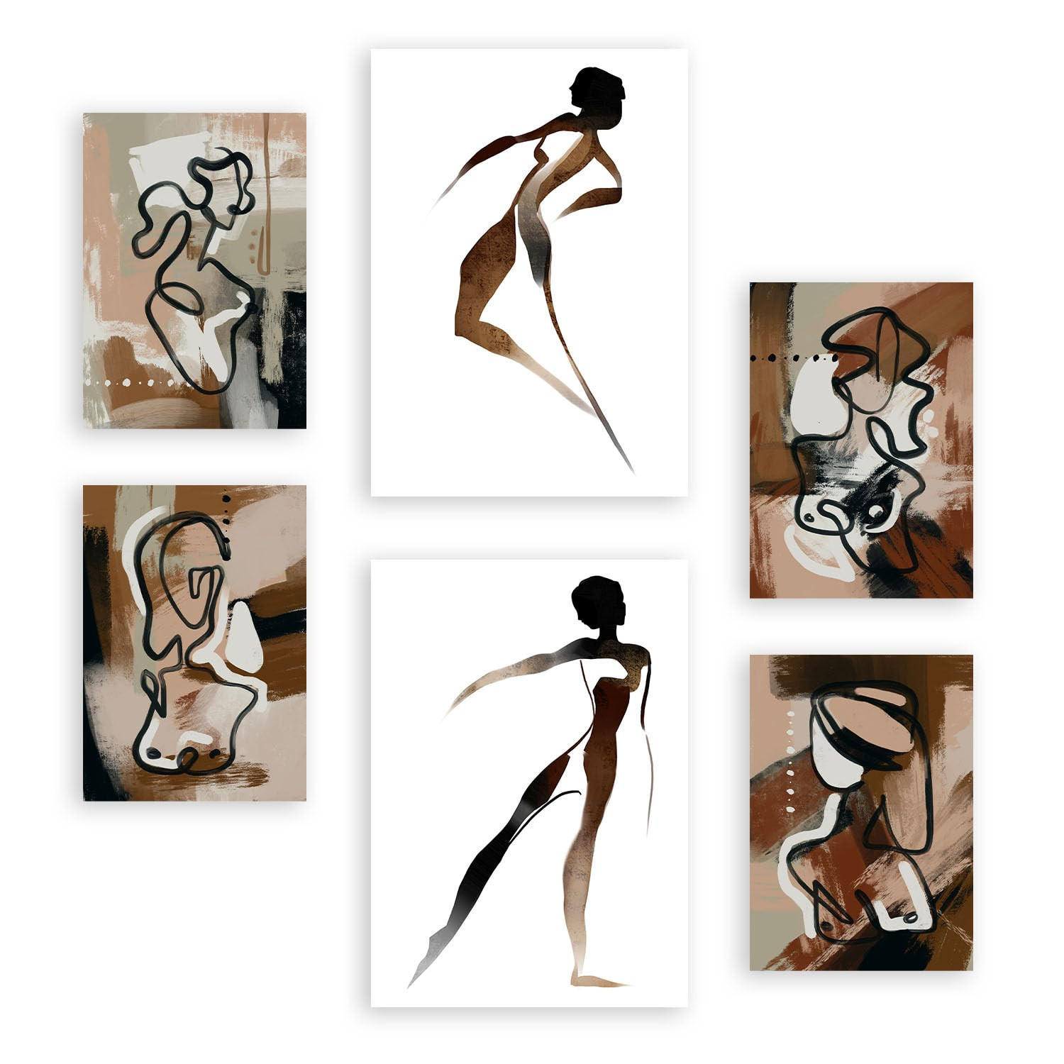 POSTER Set Mit 6 Weibliche Körpertugend Abstrakt Größe A3 & A4 Rahmenlos - Klar, Papier (29.7/1cm) - Nacnic