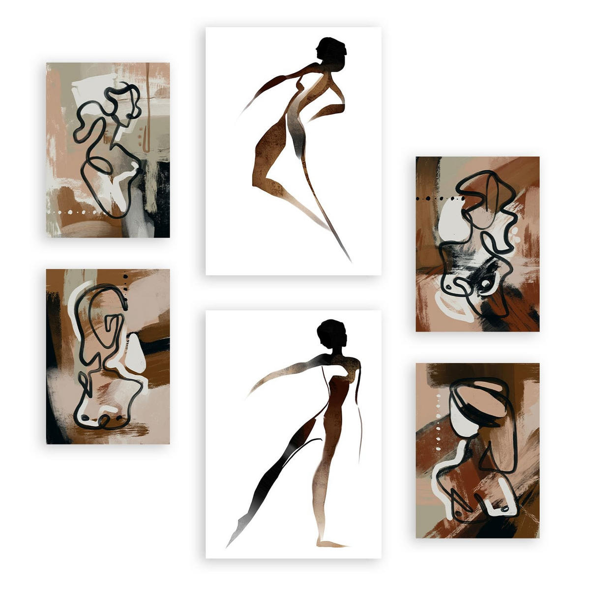 POSTER Set Mit 6 Weibliche Körpertugend Abstrakt Größe A3 & A4 Rahmenlos - Klar, Papier (29.7/1cm) - Nacnic