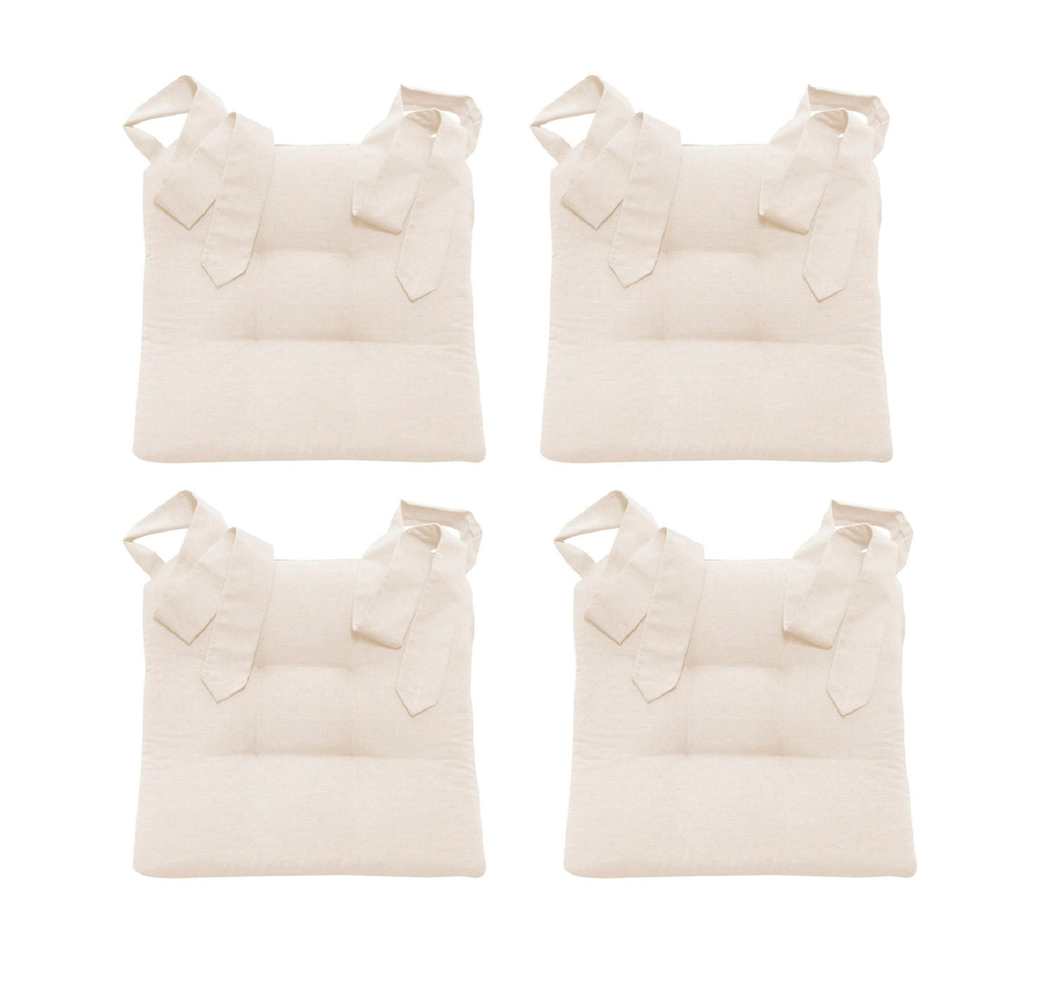 STUHLKISSEN Fino mit Schleifenband elfenbein 4er Set - Champagner, Textil (46/42/7cm) - Magma Heimtexx