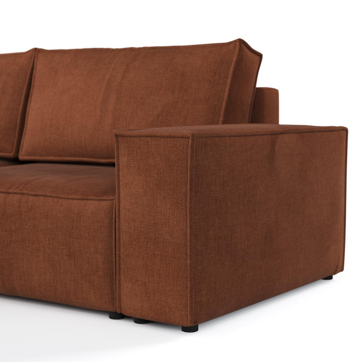 ECKSOFA CAVO mit Schlaffunktion Kupfer im Wind Stoff - Schwarz/Kupferfarben, Holz/Holzwerkstoff (255/148cm) - AltaBeds