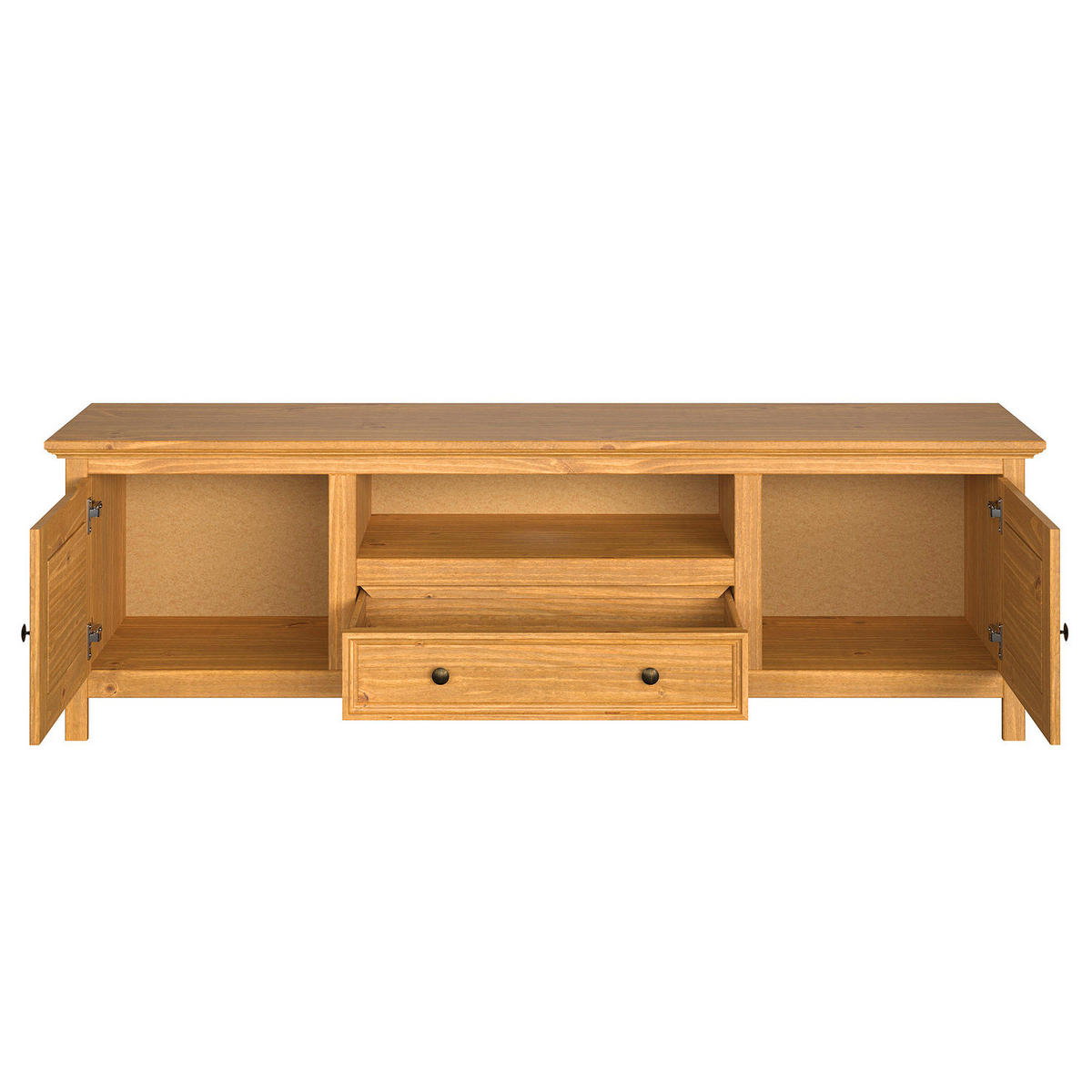 MASSIVES TV-LOWBOARD - Kiefer massiv - 180 cm - Braun/Kieferfarben, Holz/Metall (180/55/42cm) - home24