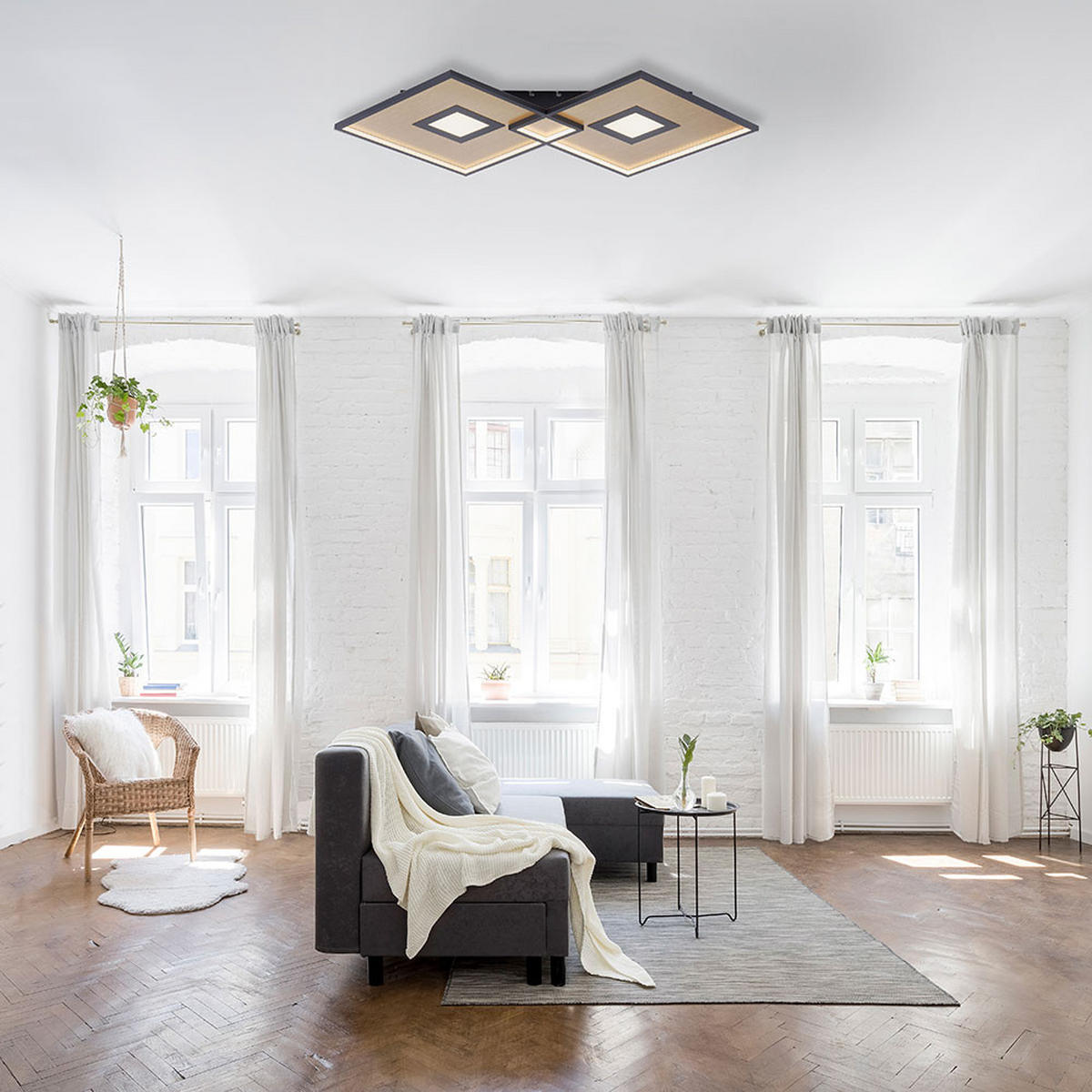 LED DECKENLEUCHTE Metall Schwarz Matt - Schwarz, Metall (96/56.6/6cm)