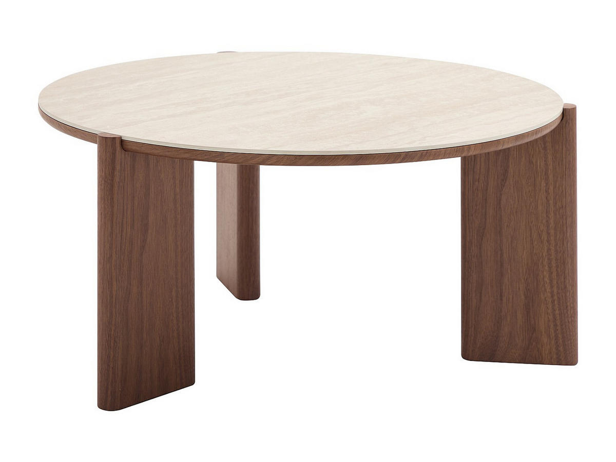 COUCHTISCH - 85 cm x 80 cm - holz - naturfarben dunkel, beige Munyra - Beige/Naturfarben, Keramik/Holz (80/85/40.5cm) - Vente-Unique