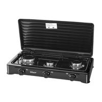 GASKOCHER 3-Flammig Abnehmbarer Deckel 30 mbar Schwarz - Schwarz, Metall (58/11/38cm) - Zilan