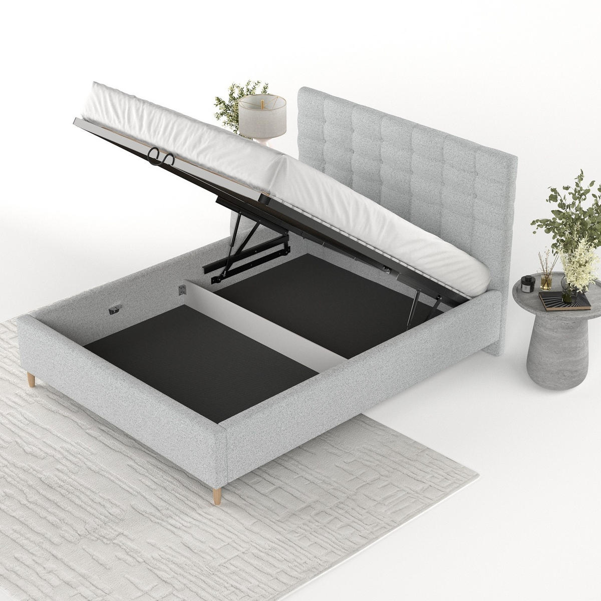 POLSTERBETT Soma 140/200 cm Hellgrau im Riva Stoff - Hellgrau/Naturfarben, Holz/Holzwerkstoff (140/200cm) - AltaBeds