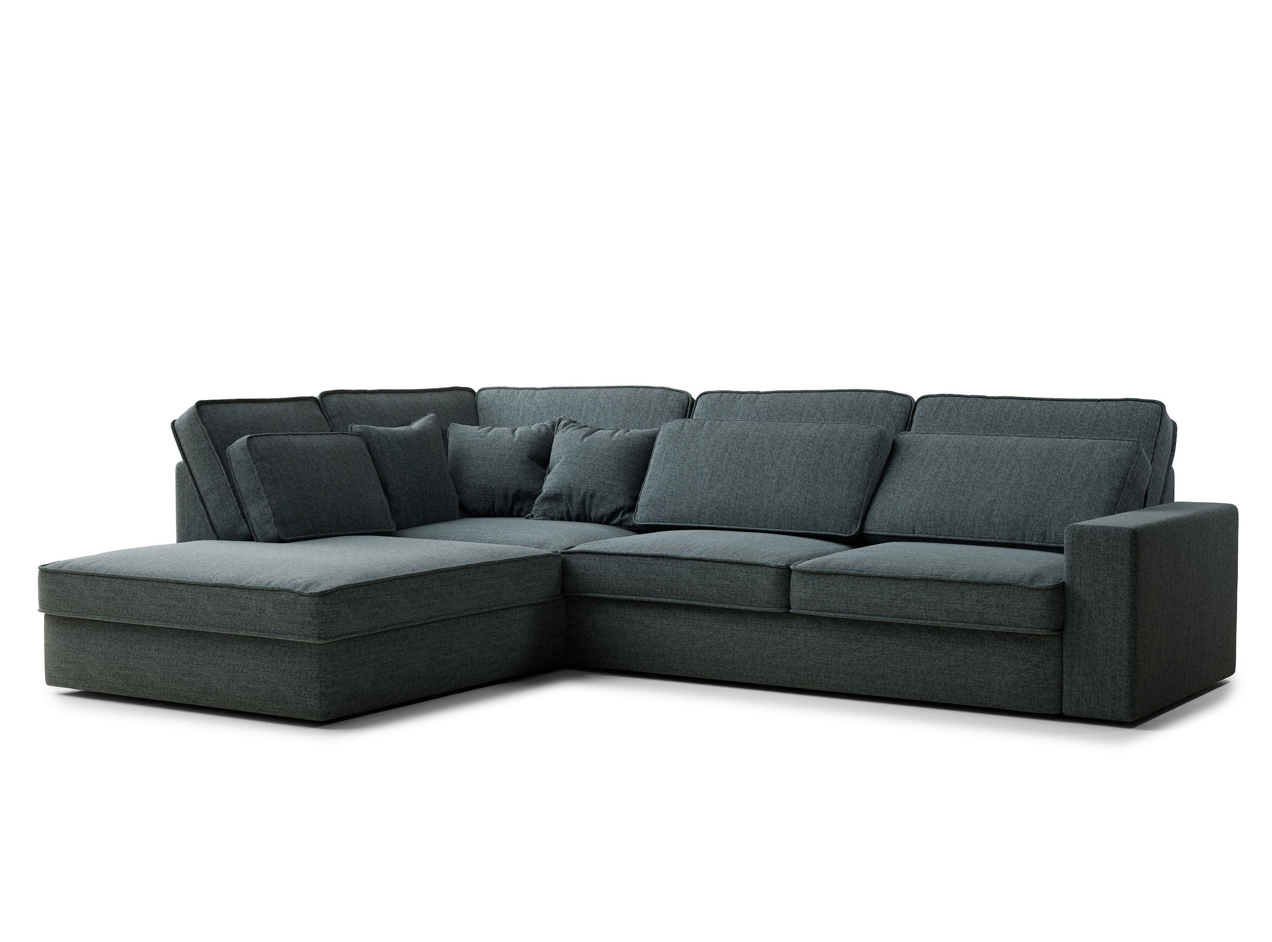 ECKSOFA Kirou Blau Webstoff - Links Seite - Blau/Schwarz, Holz/Holzwerkstoff (225/311cm) - Maison de Reve