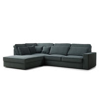ECKSOFA Kirou Blau Webstoff - Links Seite - Blau/Schwarz, Holz/Holzwerkstoff (225/311cm) - Maison de Reve