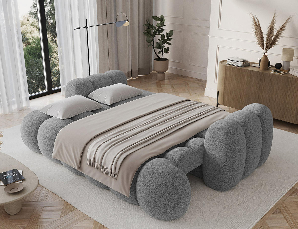 SCHLAFSOFA COTONN 256 cm – Modernes 3-Sitzer Sofa mit Schlaffunktion, Bettkasten und Dekokissen - Grau, Kunststoff (256/119/105cm) - Wohnideebilder