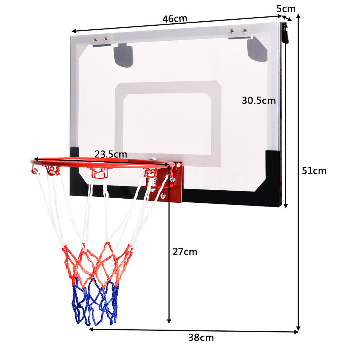 BASKETBALLKORB Weiß - Weiß, Kunststoff (45/30cm) - COSTWAY