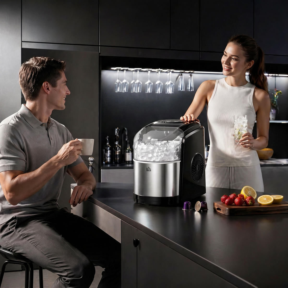 EISMASCHINE DE-17474 9 Würfel in 6-12 Min., 12 kg/24h - Schwarz, Kunststoff (35.3/33/24.2cm) - ComfortXL