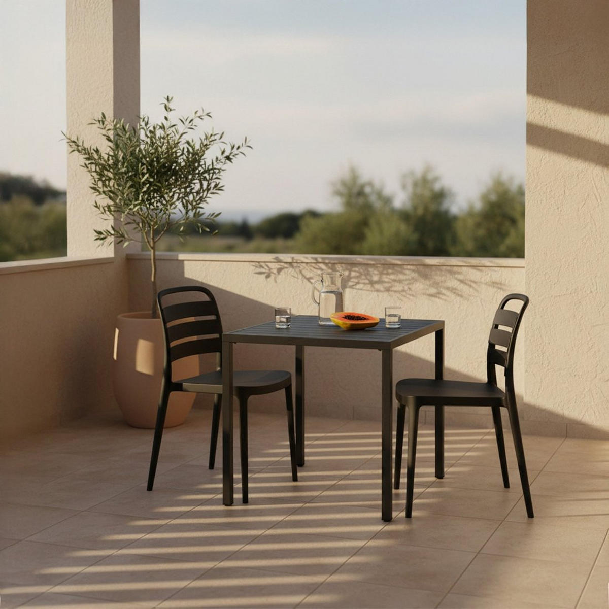 GARTENSTUHL Zira Grau 42 cm x 80 cm 4er-Set - Grau, Kunststoff (42/80/52cm) - Klast Home