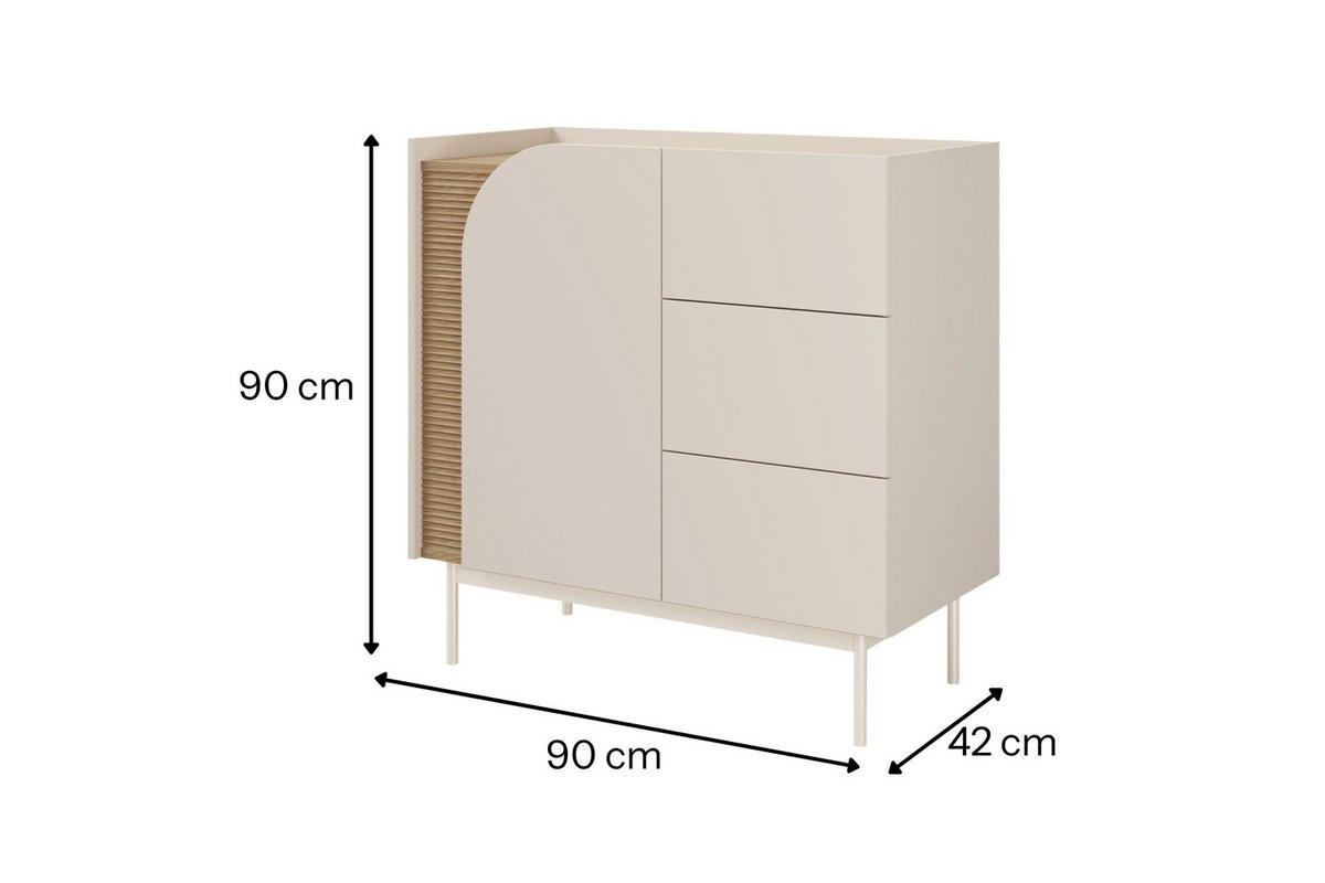 KOMMODE CARLO 08 90/90/42 cm in Macadamia / Frühlingseiche - Kaschmir, Holzwerkstoff (90/90/42cm) - Deine Möbel 24