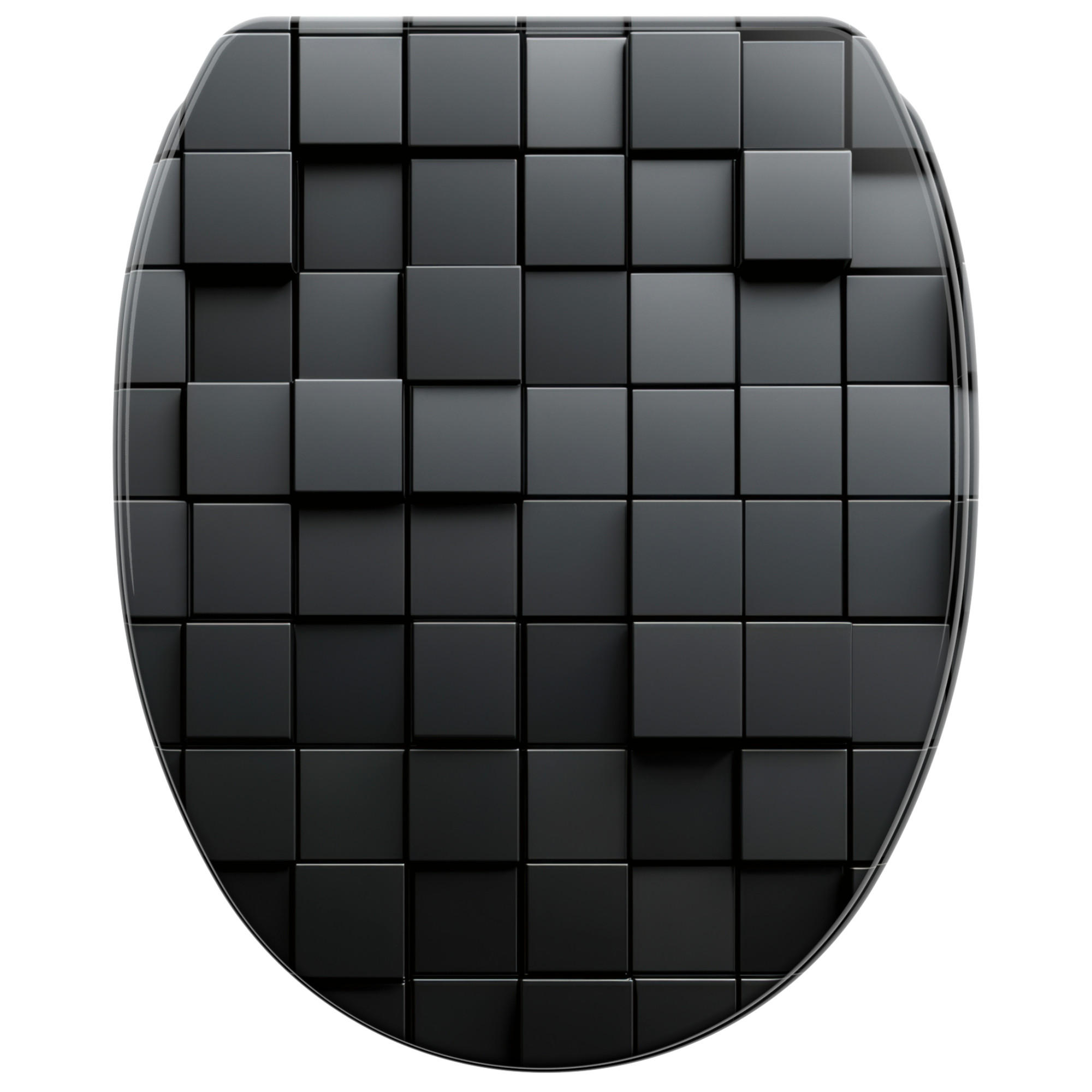 WC-SITZ mit Absenkautomatik & Top Fix Cube - Schwarz, Holzwerkstoff (37.7/5.5/48cm) - Sanilo