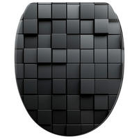 WC-SITZ mit Absenkautomatik & Top Fix Cube - Schwarz, Holzwerkstoff (37.7/5.5/48cm) - Sanilo