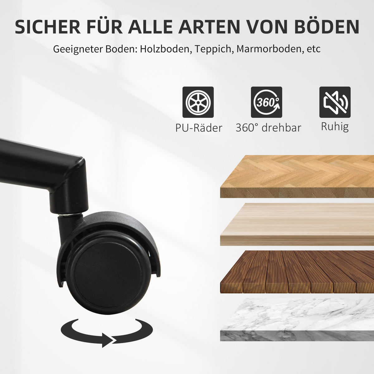 DREHSTUHL Matt Schwarz, Braun - Schwarz, Holz/Kunststoff (52/84/54cm) - HOMCOM