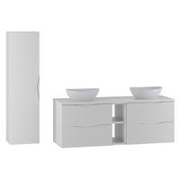 BADMÖBEL 140.6cm Tao 2er-Set Weiß - Weiß, Holzwerkstoff (140.6/52.2/46.5cm) - Petits-meubles