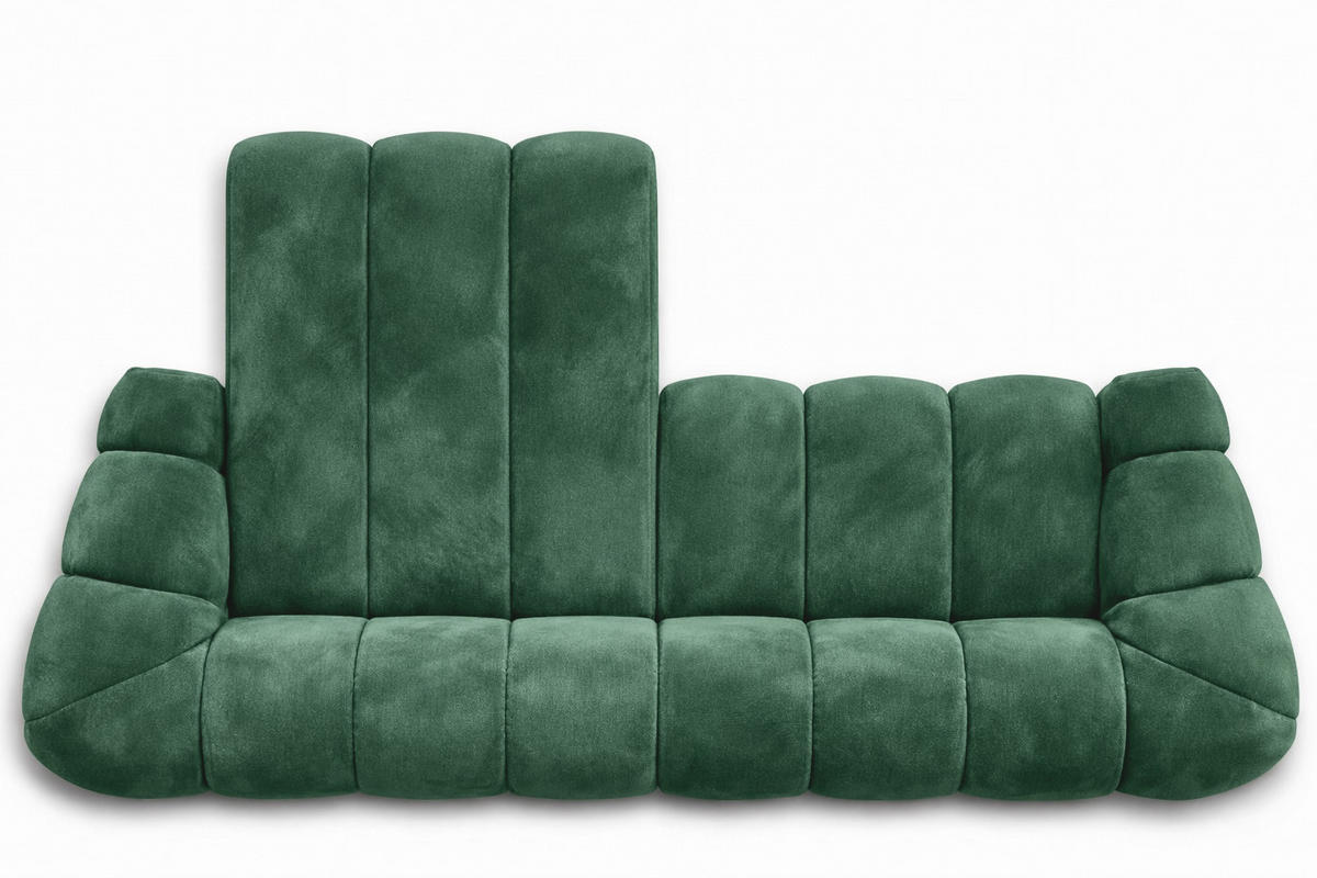 ECKSOFA Modulare L-Form, Veloursstoff Bluvel, Grün, Links, CROISSANT L - Grün, Holz (305/190cm) - Kaiser Möbel