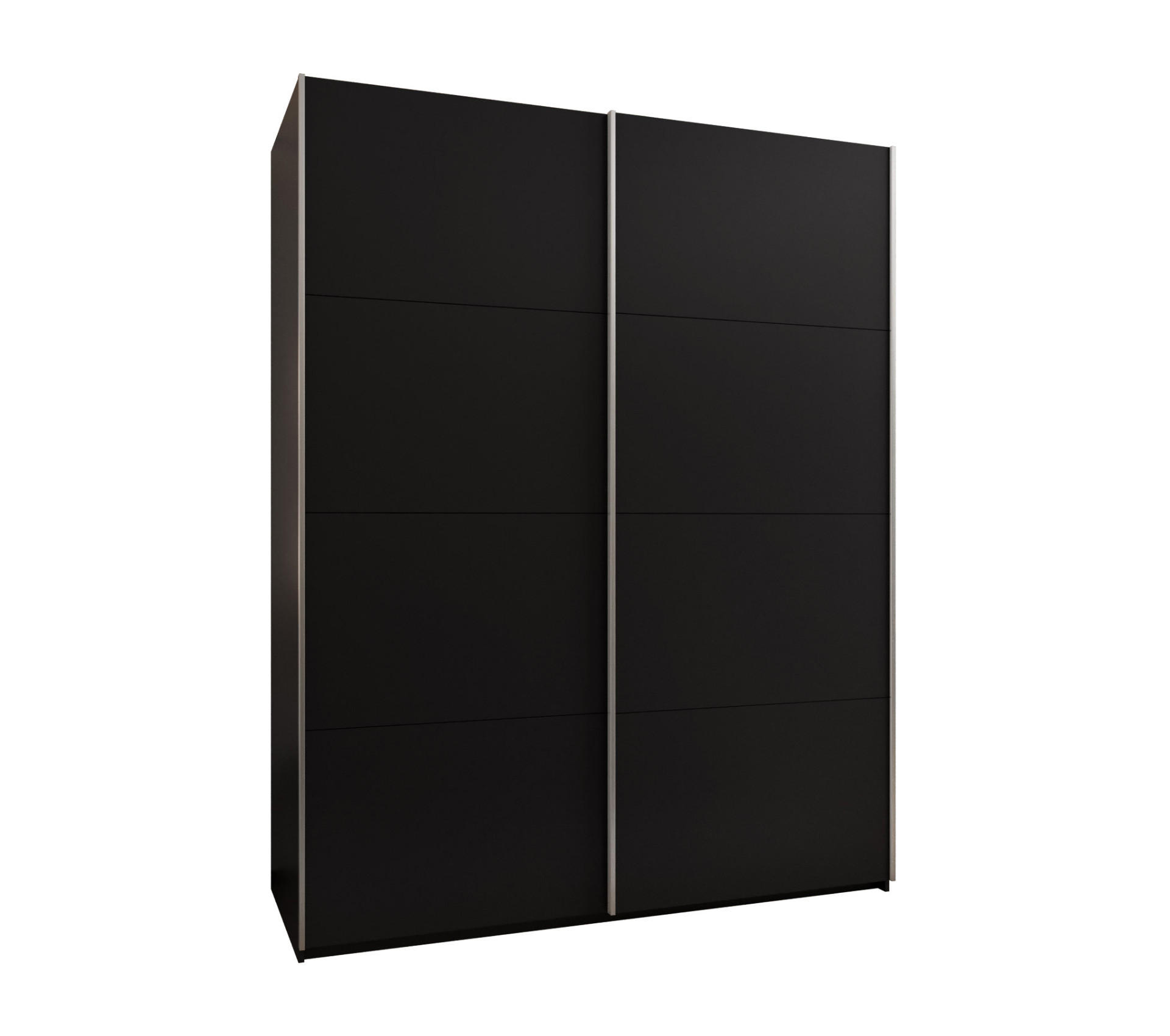 Abiks Möbel Schwebetürenschrank Schwarz, Schwarz, Silber 190x245x64 cm