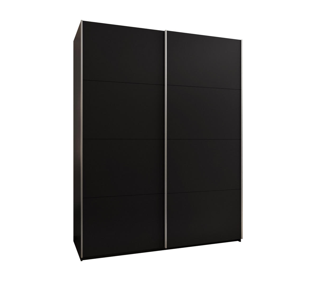 SCHWEBETÜRENSCHRANK 245,5/200/64 2-türig - Silberfarben/Schwarz, Holz/Metall (200/245/64cm) - Abiks Möbel