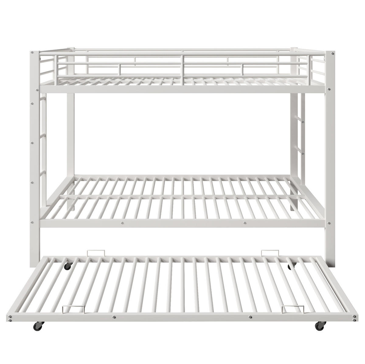 ETAGENBETT 140/200 cm aus Metall mit Ausziehbett in Weiß - Weiß, Metall - BEAOK