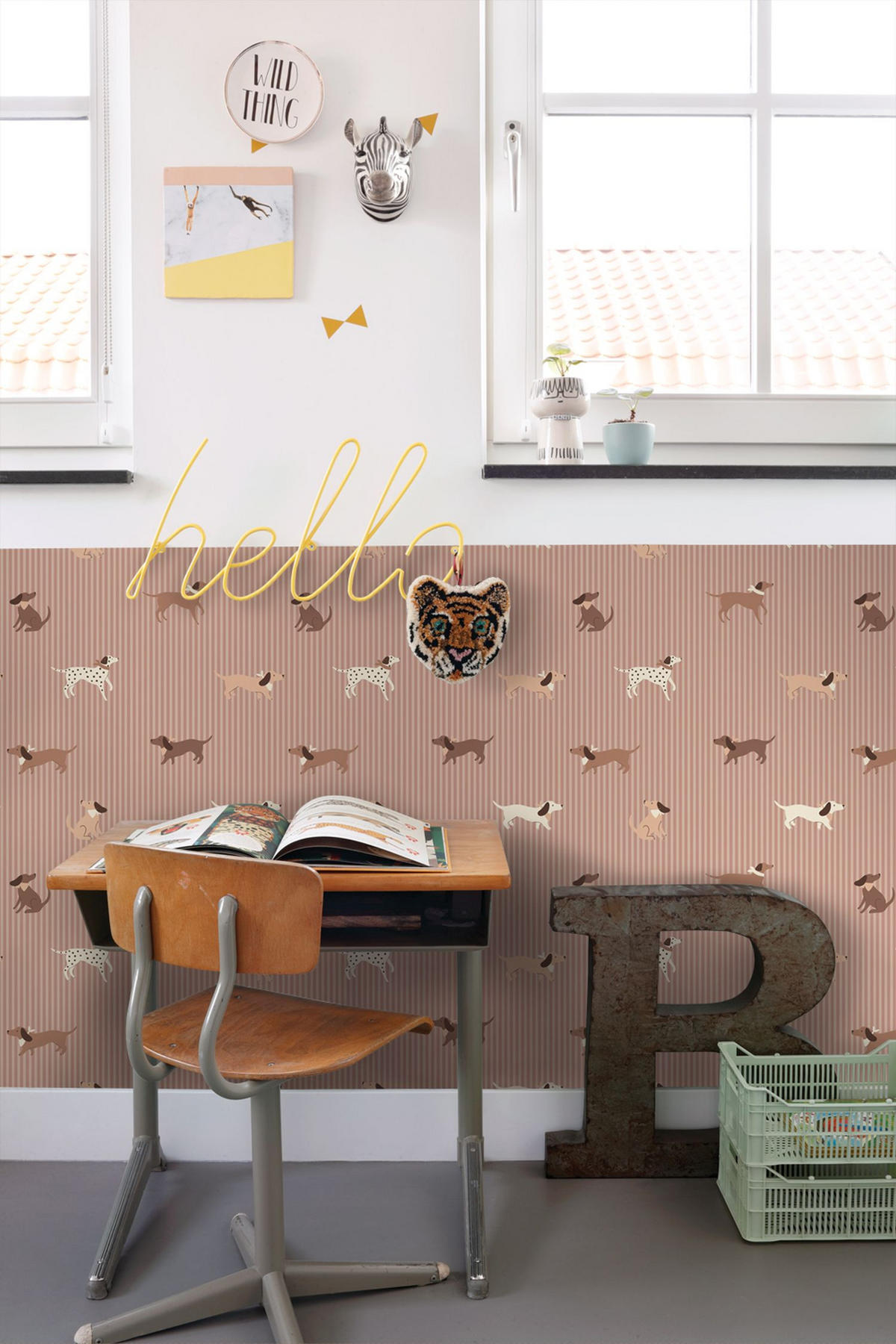 TAPETE Hunde 50 x 900 cm - Pink, Papier (50/0.1cm) - ESTAhome