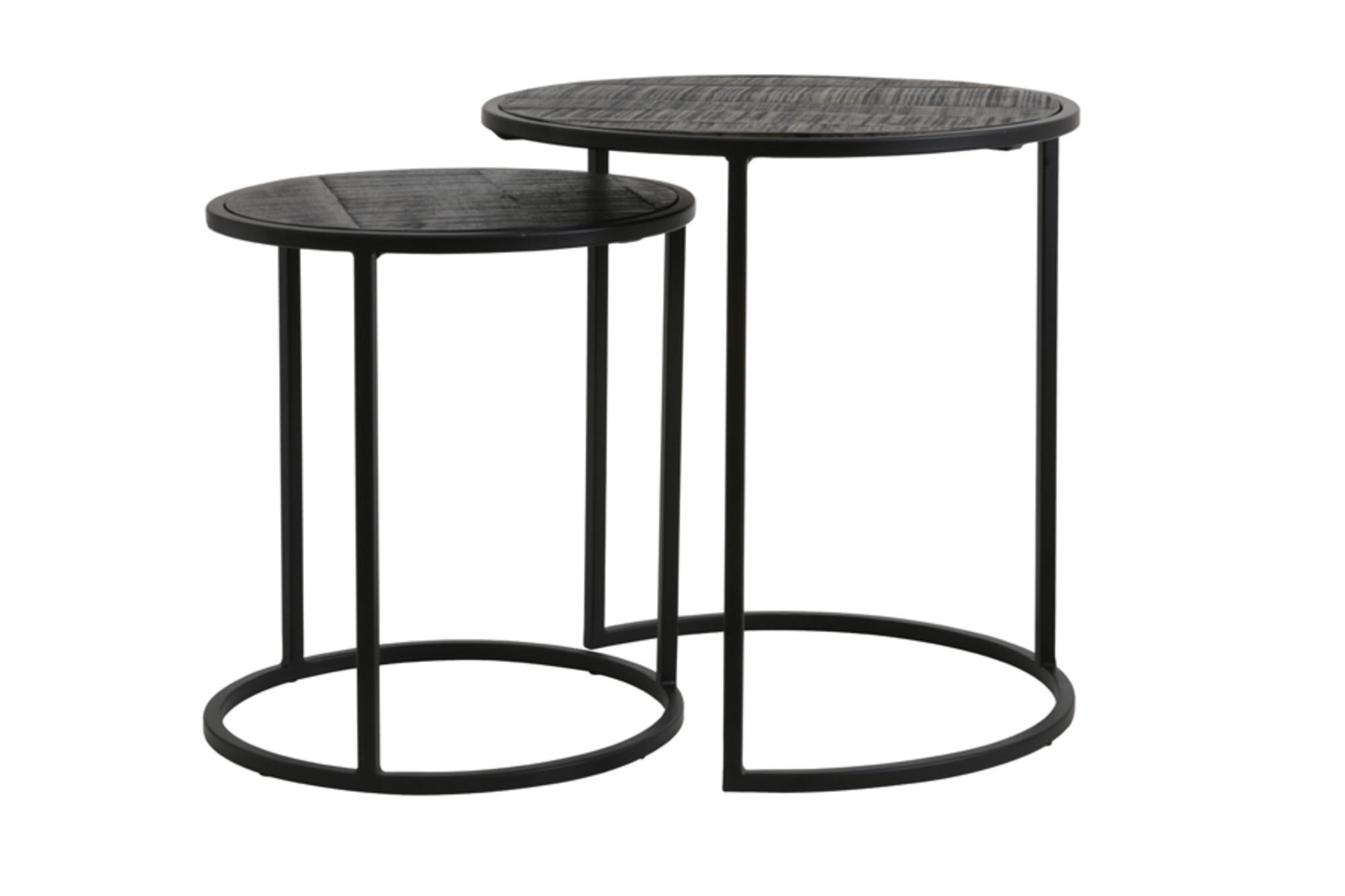 BEISTELLTISCH Doba Schwarz Ø50/52 cm 2er-Set - Schwarz, Metall (50/50/52cm) - Light & Living