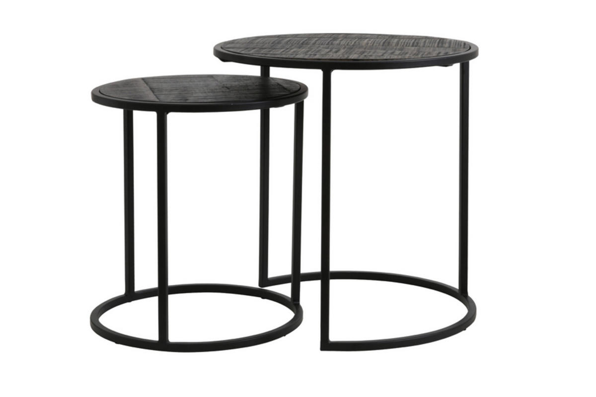 BEISTELLTISCH Doba Schwarz Ø50/52 cm 2er-Set - Schwarz, Metall (50/50/52cm) - Light & Living