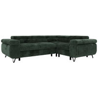 ECKSOFA ORSO L Dunkelgrün Cord - Rechts Seite - Dunkelgrün/Schwarz, Textil/Metall (268/197cm) - MKS