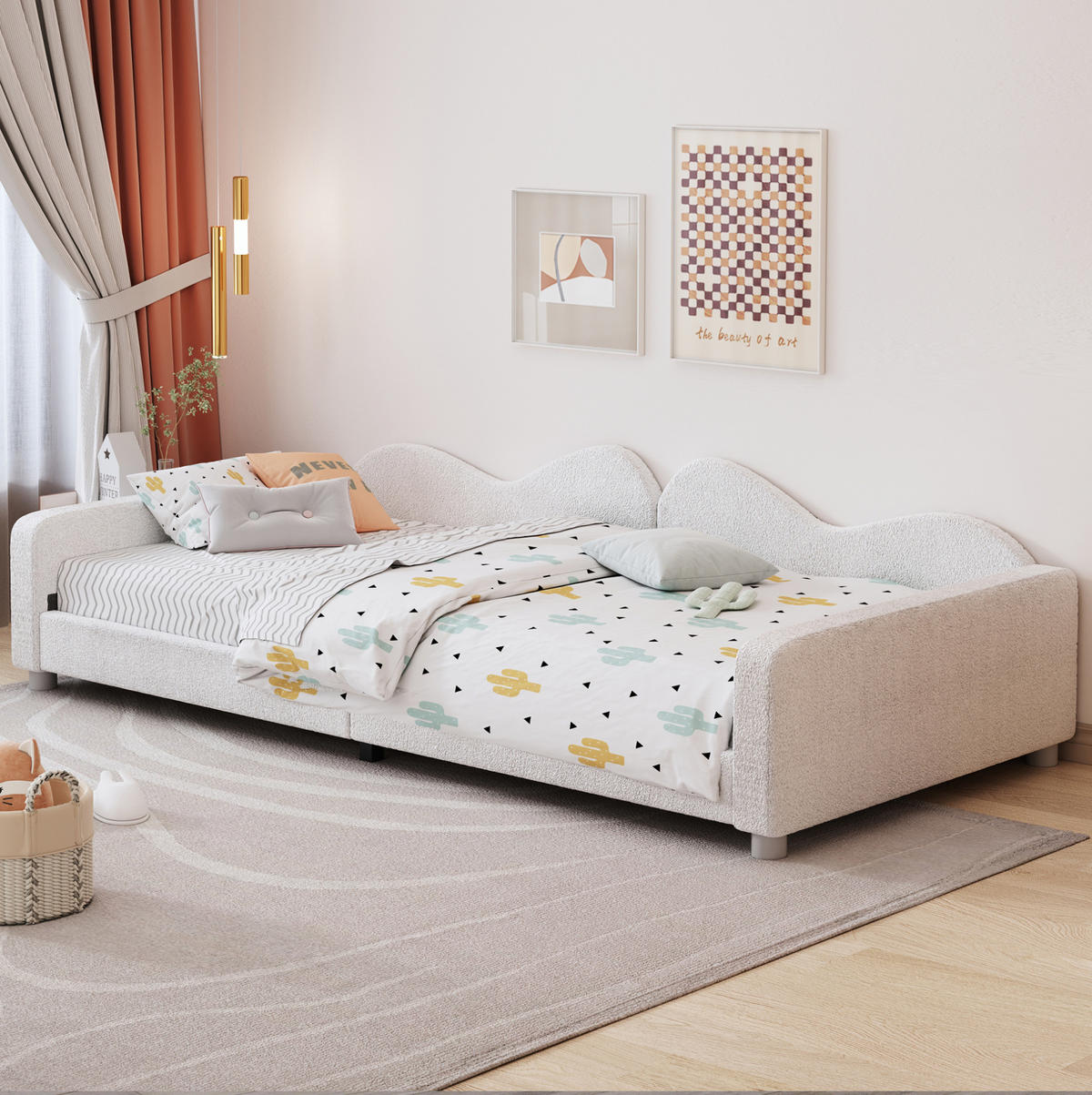 POLSTERBETT 214.5/95/42 cm Weiß aus Samt mit Rückenlehne - Weiß, Textil (90/200cm) - OKMYHOME