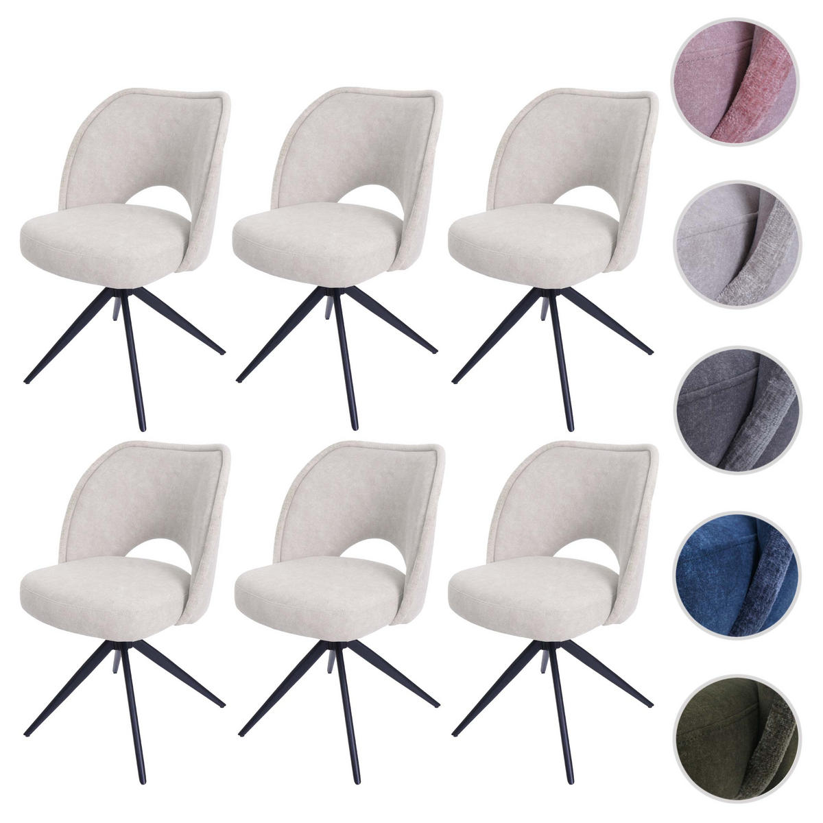 ESSZIMMERSTUHL Cremeweiß 6er-Set - Weiß, Textil (54/84/61cm) - MCW