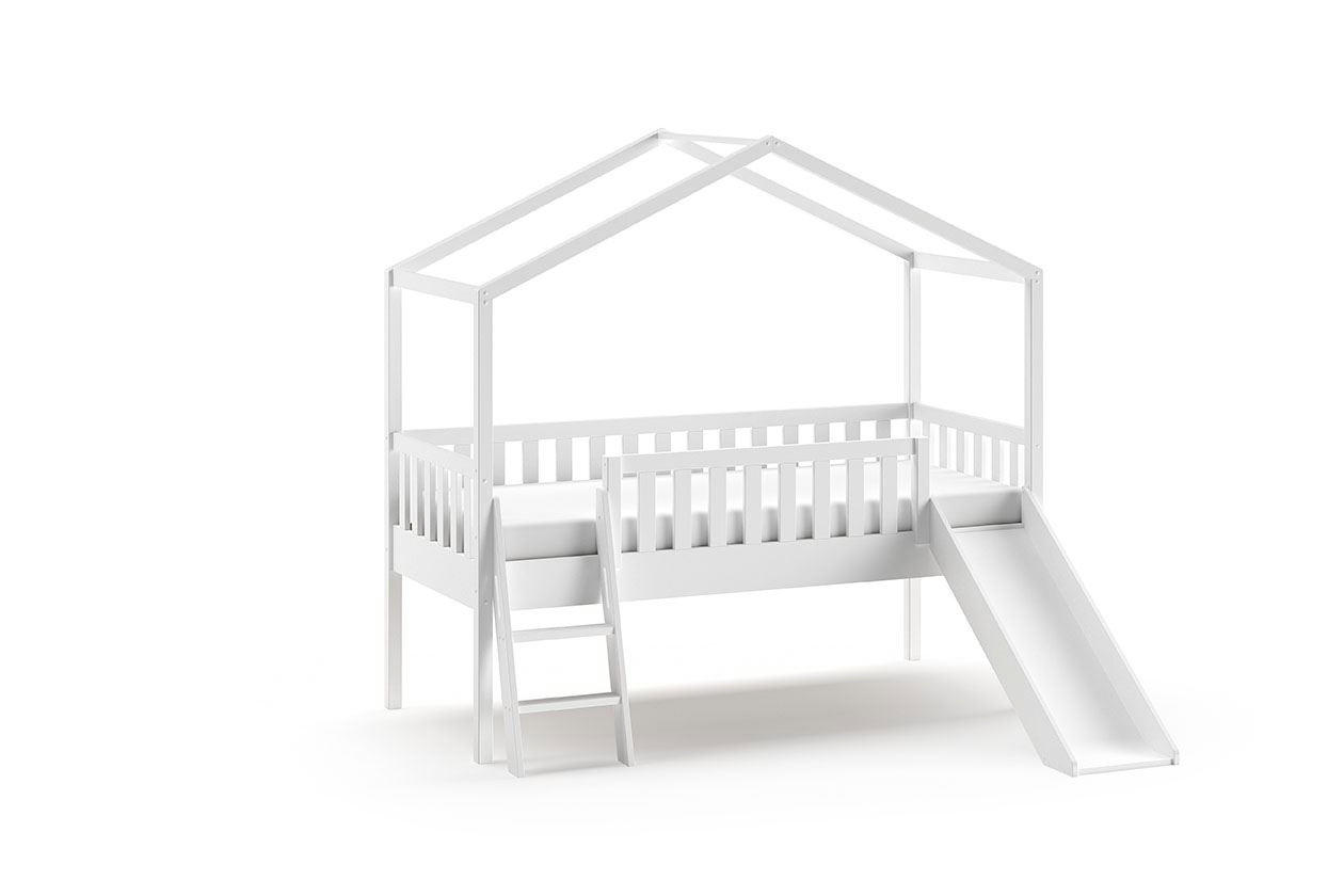 HAUSBETT mit Rutsche Kapua 209x202x192 aus Massivholz in Weiß - Weiß, Holz (90/200cm) - 58aufmkessel