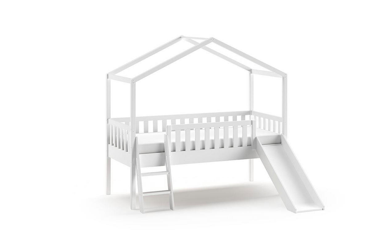 HAUSBETT mit Rutsche Kapua 209x202x192 aus Massivholz in Weiß - Weiß, Holz (90/200cm) - 58aufmkessel