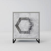 SIDEBOARD HEXAGONAL FIGURES, Grau, 57,5x42x67,5 cm, Schwarze Metall-Rahmenfüße - Multicolor/Schwarz, Holzwerkstoff/Metall (57.5/67.5/42cm) - SpaceRebels