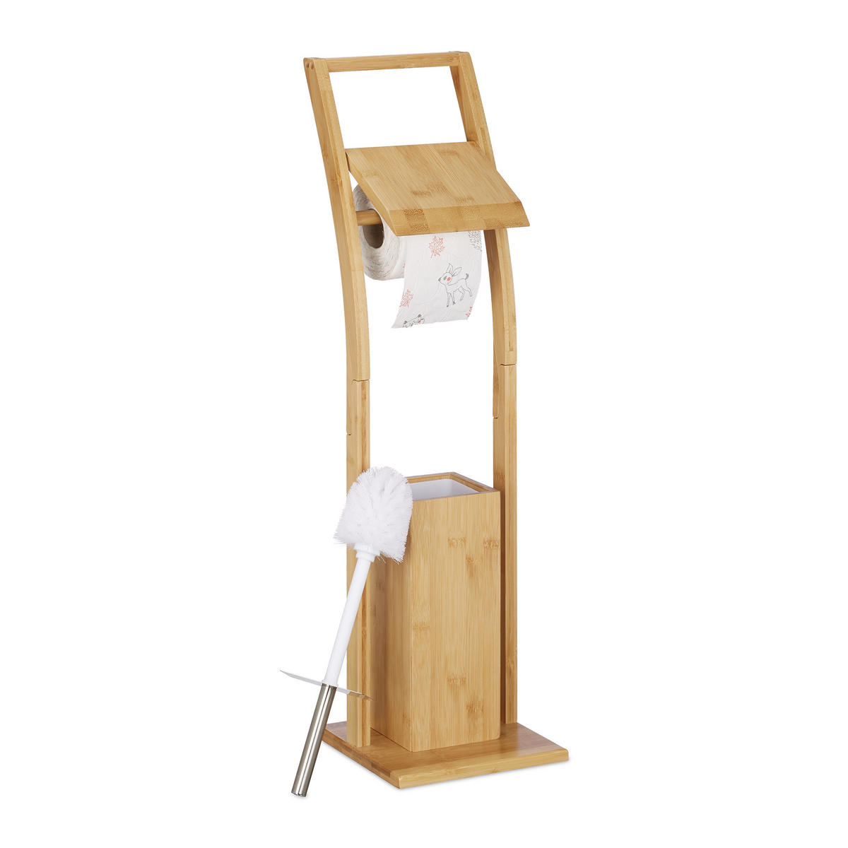 WC-GARNITUR - Hellbraun, Holz/Kunststoff (20/74/20cm) - Relaxdays