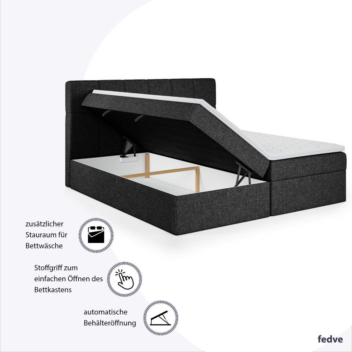 BOXBETT Mokpo 140x200 cm, Schwarz - Schwarz, Textil (140/200cm) - Fedve