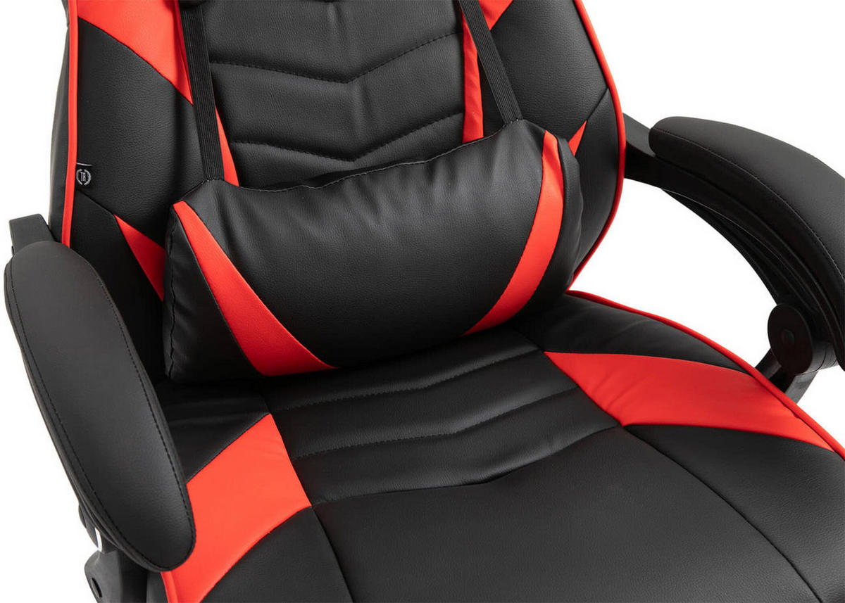 BÜROSTUHL Tilmann, Kunstleder Schwarz/Rot - Rot, Kunststoff/Textil (67/130/69cm) - TPFLiving