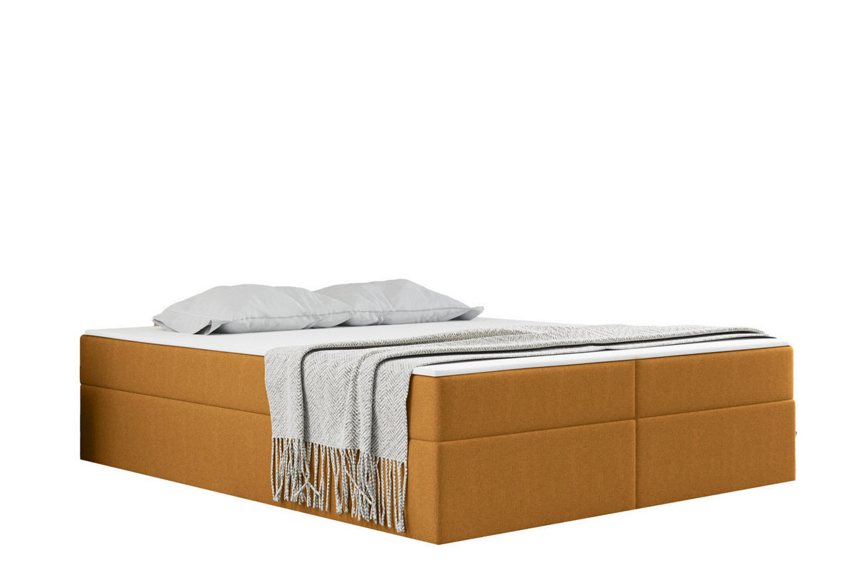 BOXBETT Mit Bettkasten Und Matratze Topper Ruben Senffarbe 180x200 cm H2-Pocket - Orange, Holz/Textil (180/200cm) - Kaiser Möbel
