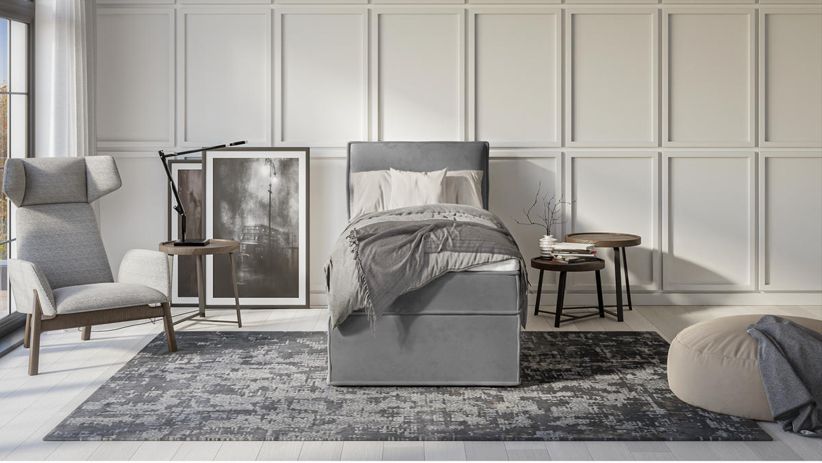 BOXBETT Eclipse 90/200 cm Grau Luxusmicrofaser - Schwarz/Grau, Holz/Kunststoff (90/200cm) - S-Style Möbel